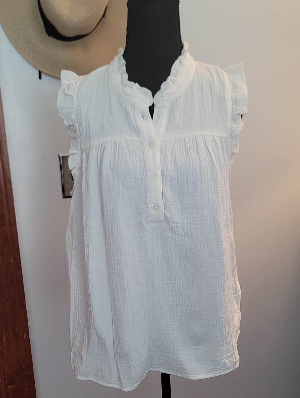 NWT J. Crew Ivory Ruffle-Trim Cotton Gauze Camisole